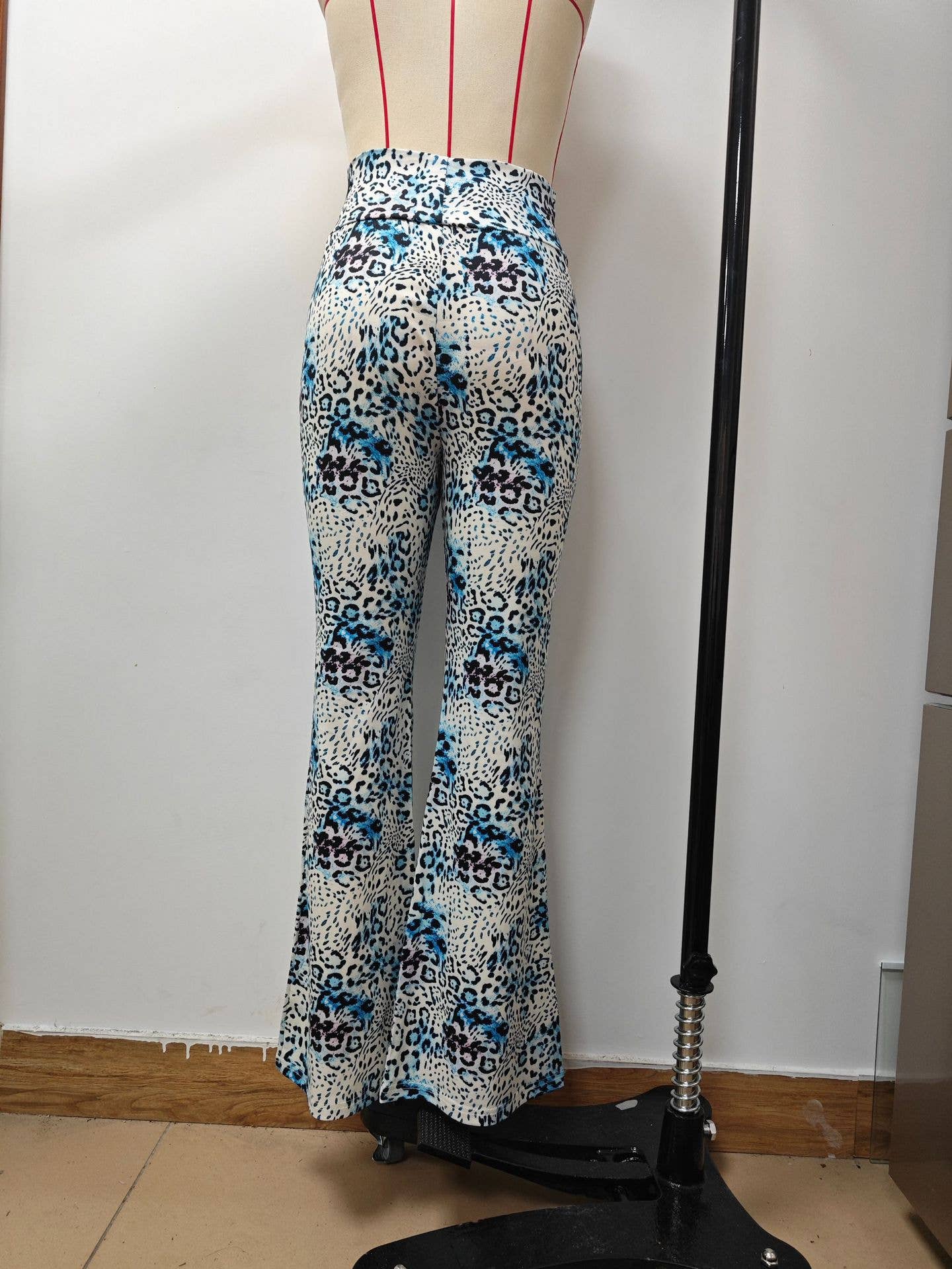 PRINTED TIGHT HEIGHT WAIST CASUAL FLARE PANTS