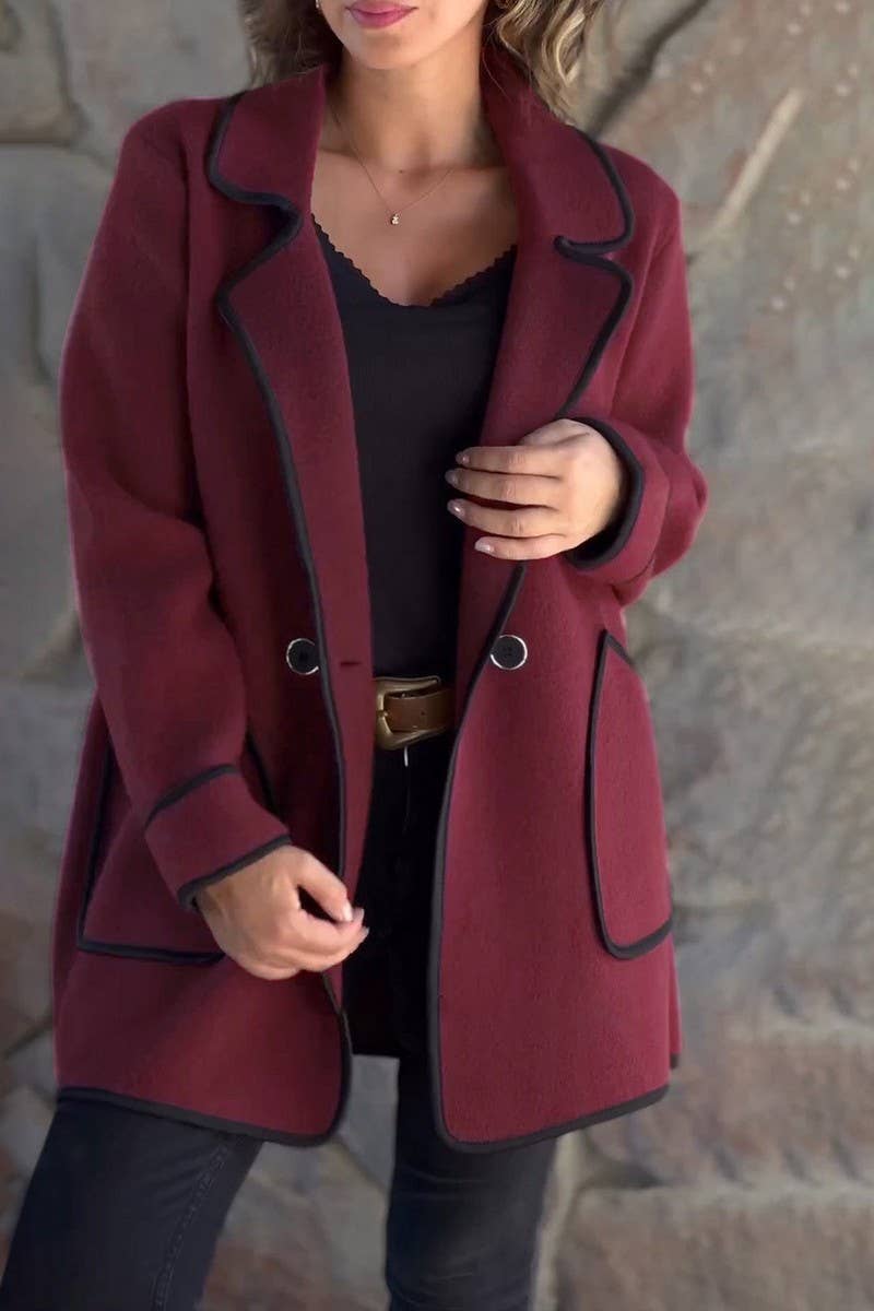 CWOCO1084_TEMPERAMENT SUIT COLLAR DOUBLE-FACED WOOLEN COAT