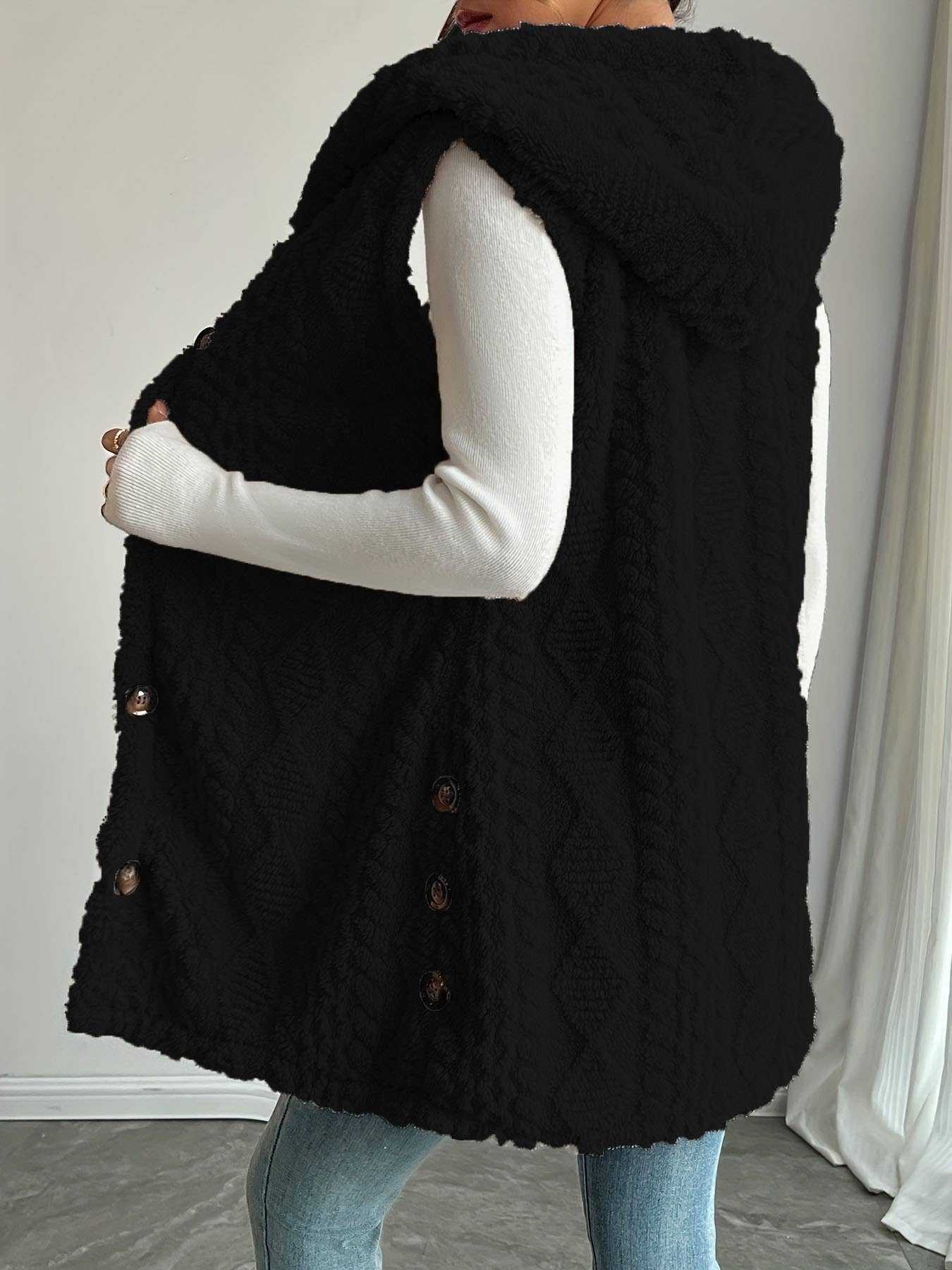 Double-sided plush single-breasted cardigan