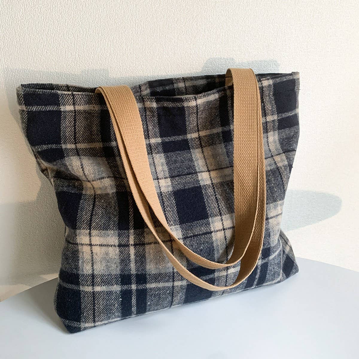 RETRO MIXED COLOR PLAID VERSATILE SHOULDER BAG_CWAB2155