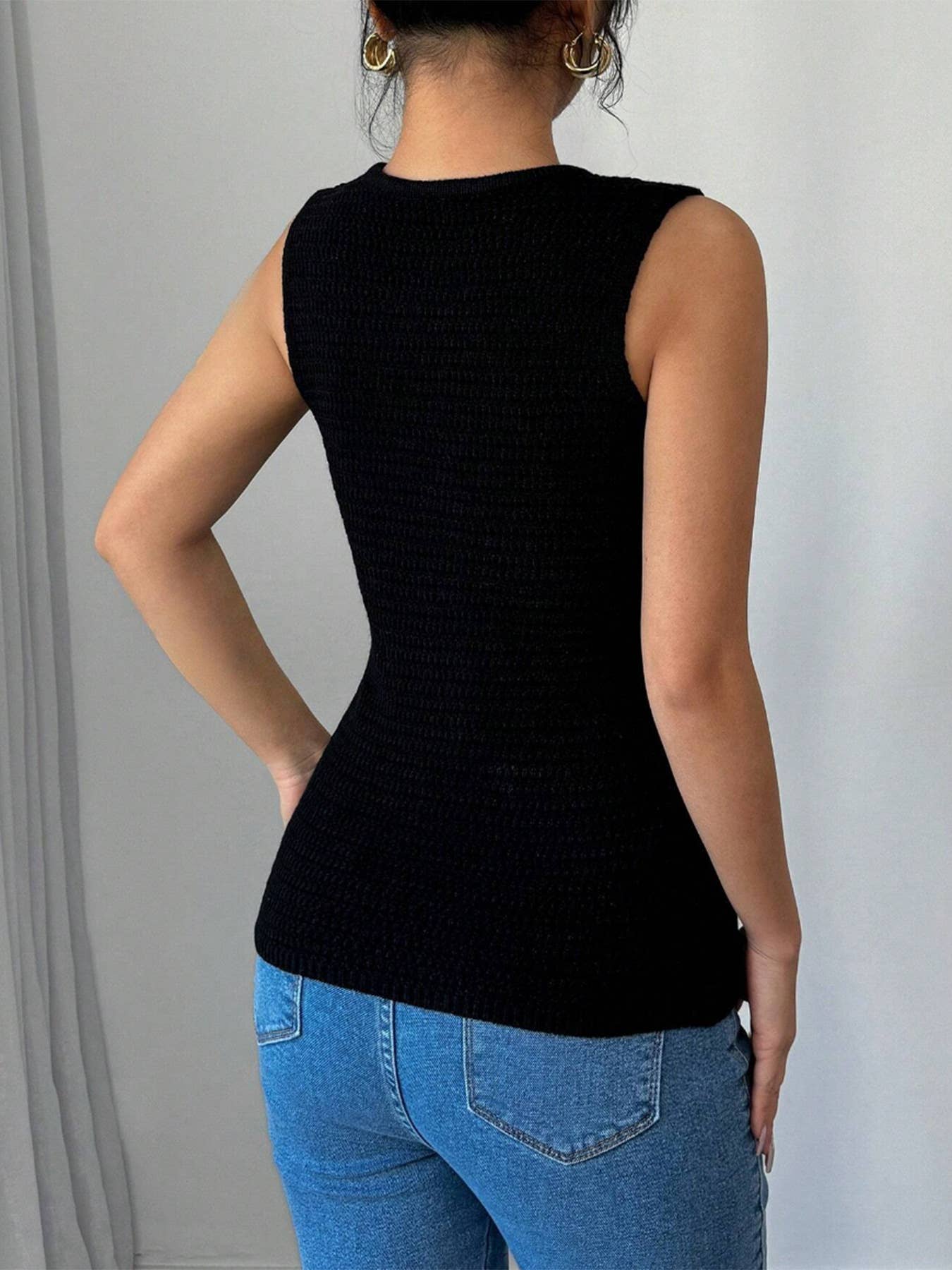 Single-breasted,stylish sleeveless cardigan