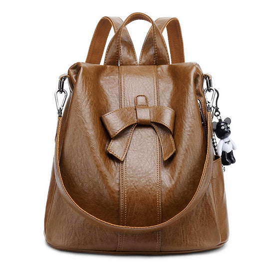 LEATHER BACKPACK WOMEN BOW DECORATION CROSSBODY BAG_CWAB0721