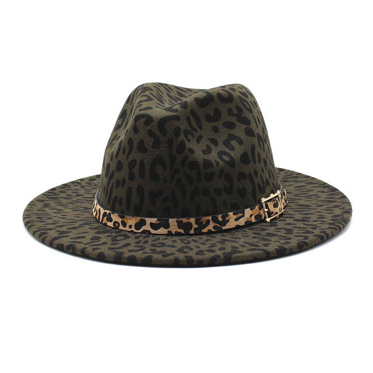 LEOPARD PRINT WOOLEN HAT AND LEOPARD PRINT BELT_CWAH2557