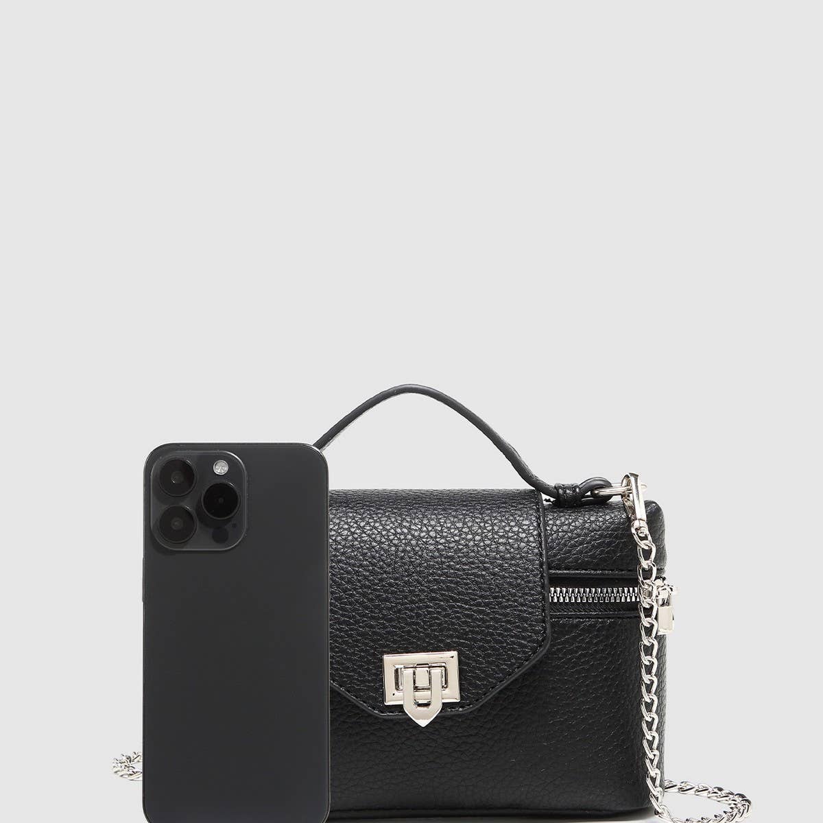 Litchi Texture Boxy Crossbody & Handbag_CWAB5715