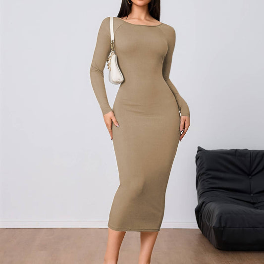 FASHION SIMPLE SEXY BACKPACKING BUTTOCK DRESS