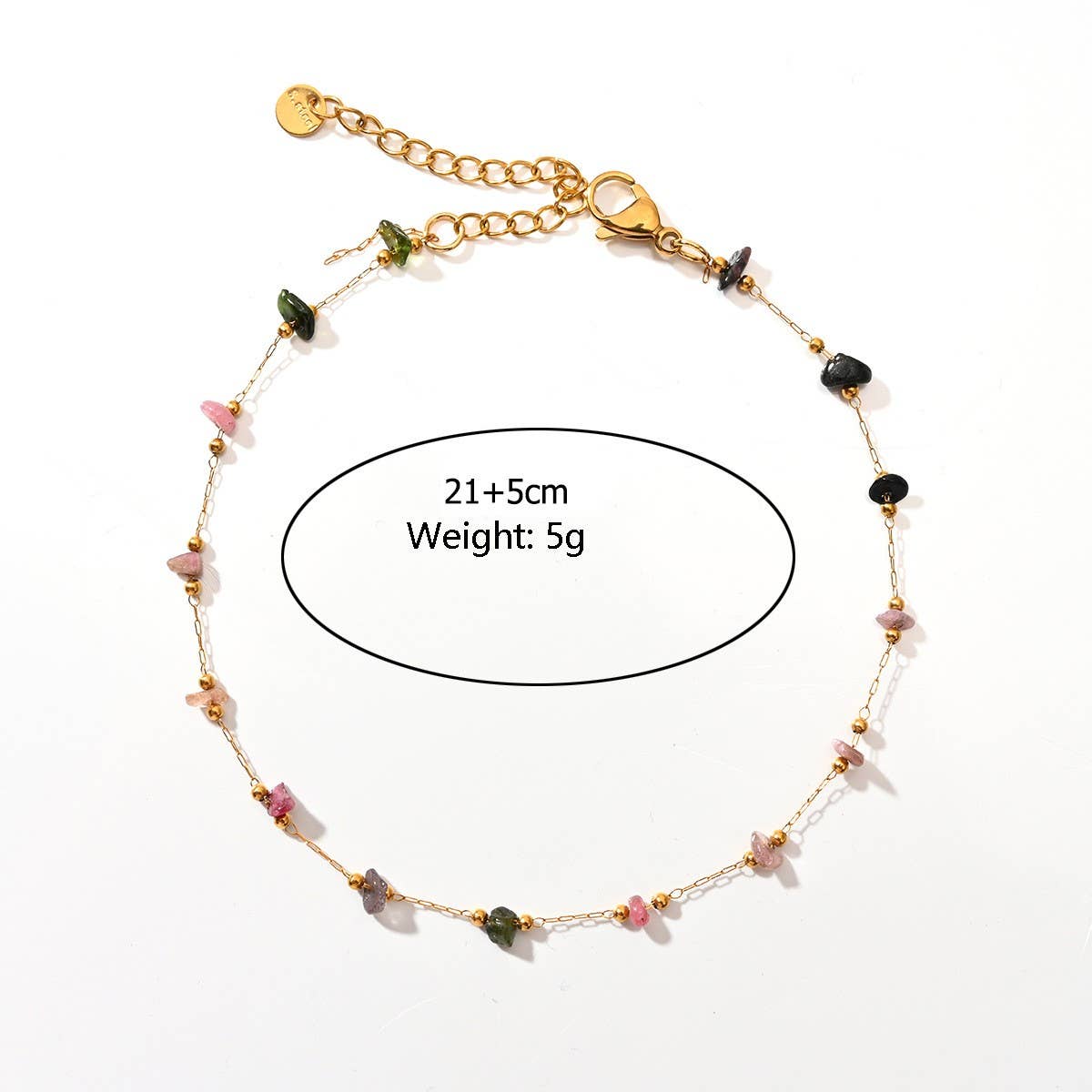 Stainless Steel Anklet with Colorful Stone Beads_CWAJE4612