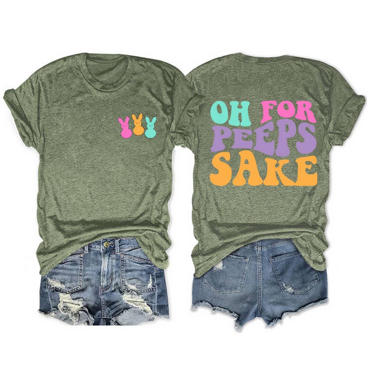 EASTER ALPHABET PRINT ROUND NECK SHORT SLEEVE TEES_CWTTS0809