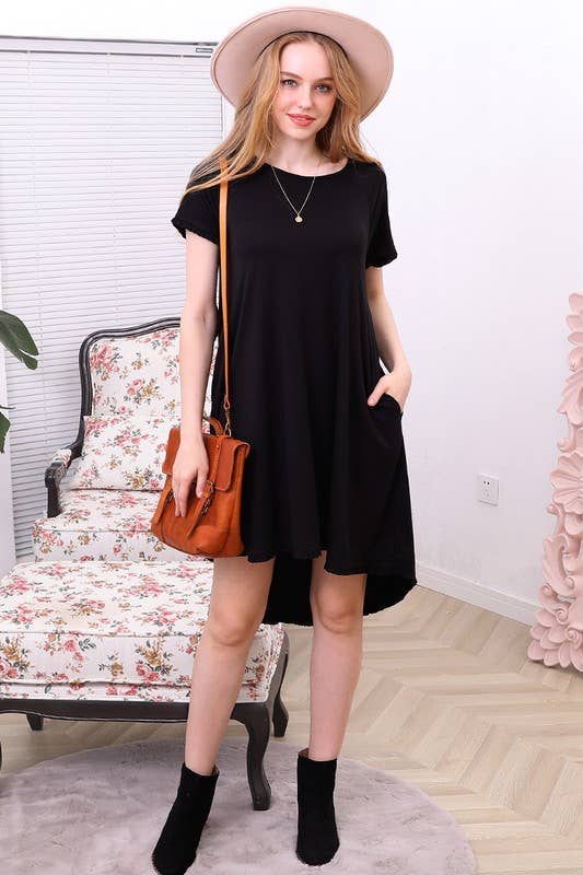 CWDSD10416_RUFFLE DETAIL DRESS WITH SIDE POCKET