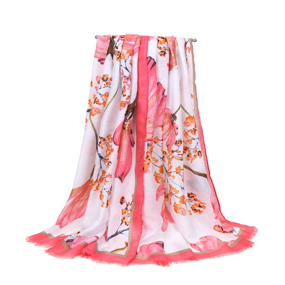 Satin Gold-Trimmed Scarf for Women ? Shawl