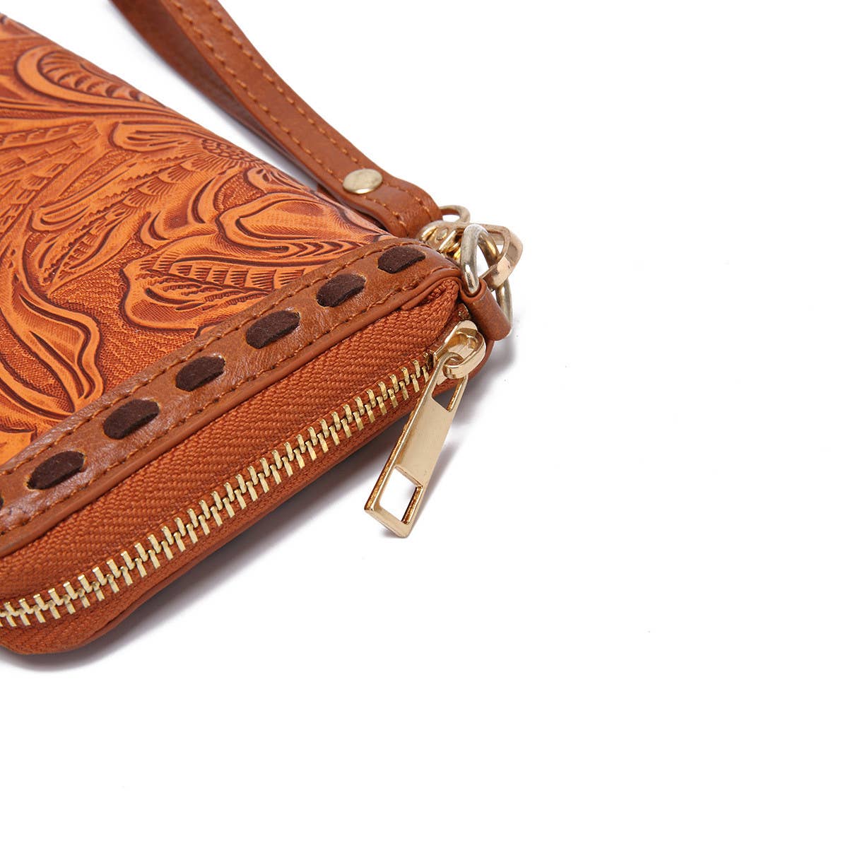 LEATHER CARVED EMBOSSED BOHEMIAN CLUTCH WALLET_CWAB2592