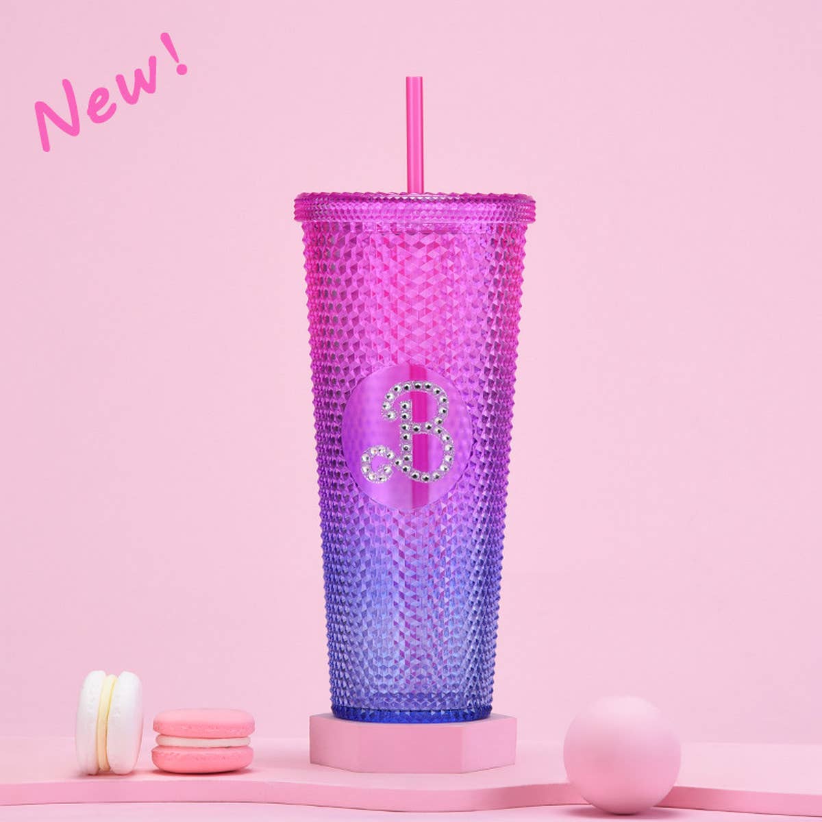 DOUBLE LAYER PORTABLE PLASTIC STRAW DIAMOND CUP