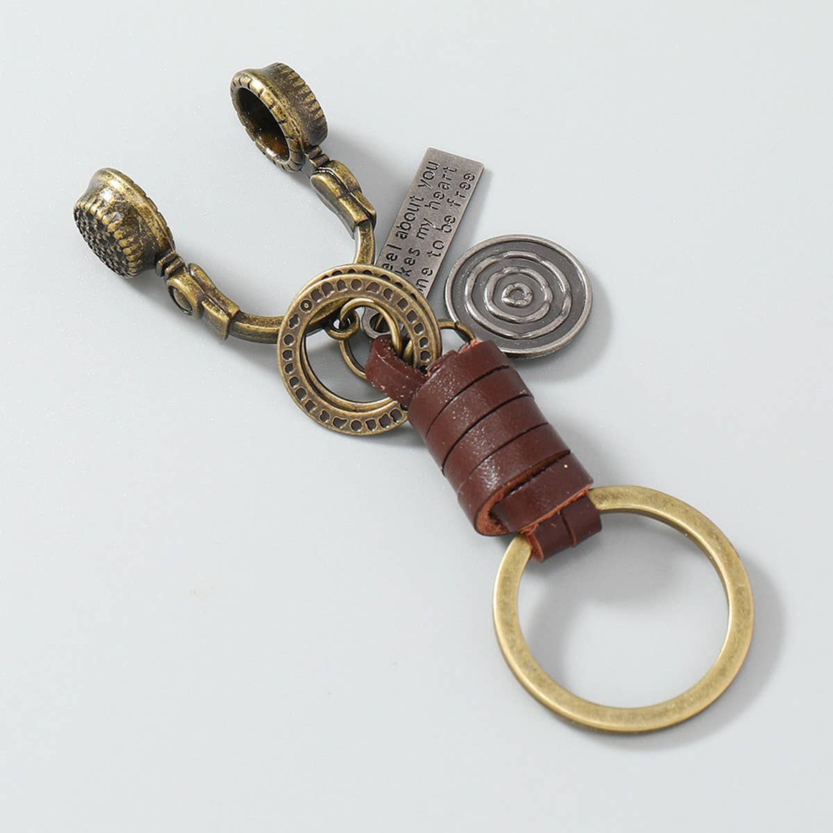 HAND-WOVEN VINTAGE COWHIDE KEYCHAIN