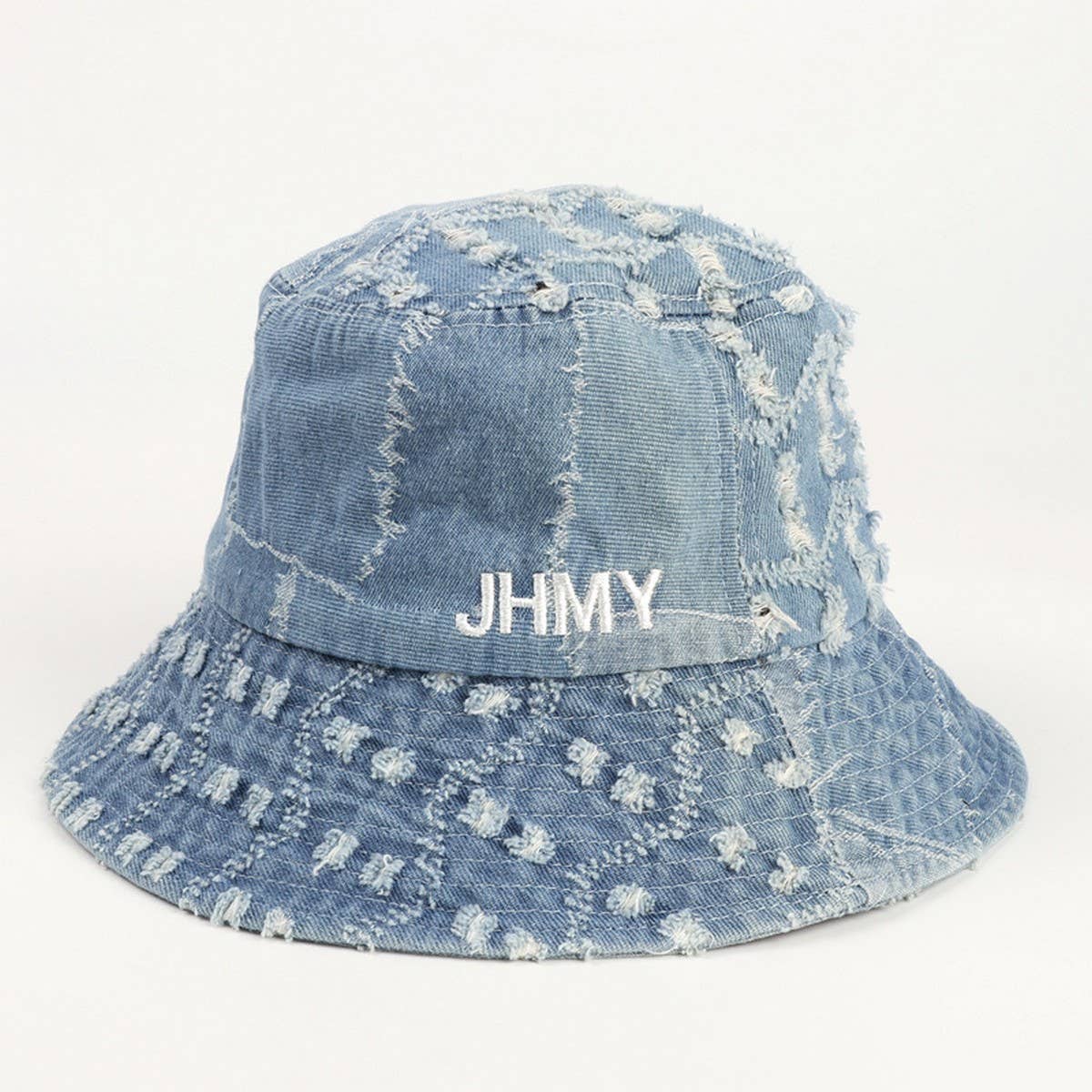 CWAH1514_VINTAGE LETTERING EMBROIDERED DENIM BUCKET HAT
