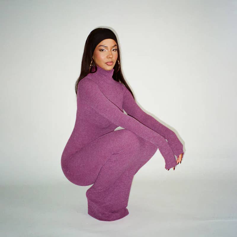 STYLISH ELEGANCE HIGH-NECK FIT LONG-SLEEVED DRESS