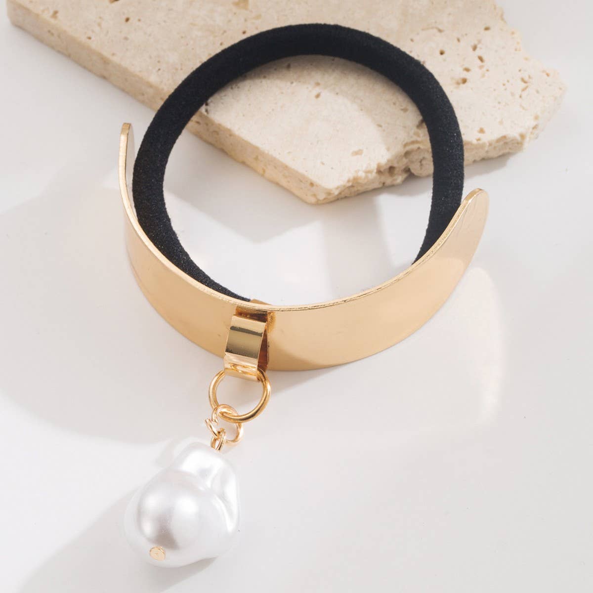 Gold Waterdrop Heart Pendant Elastic Hair Tie