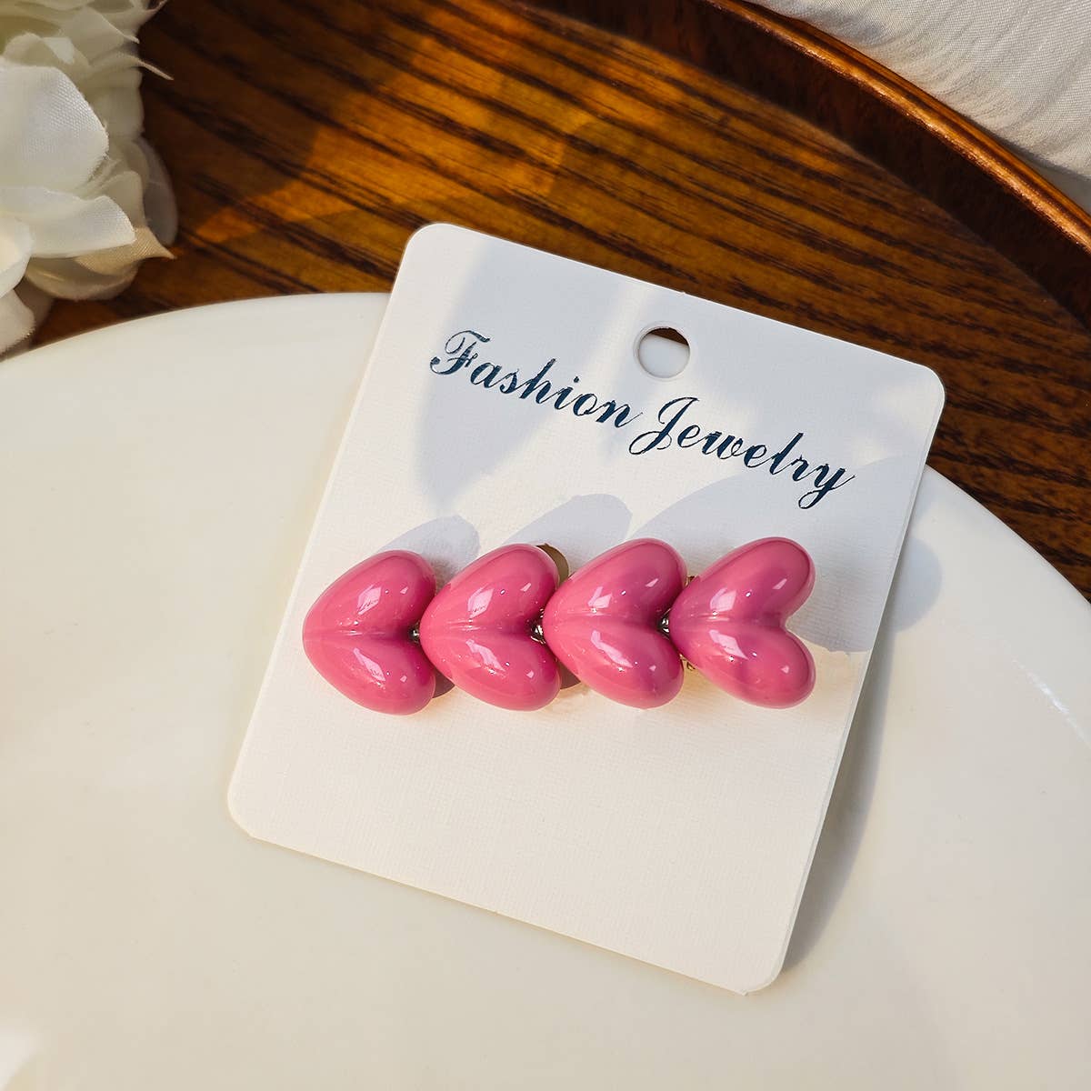 Colorful ice glitter pink heart-shaped hair clip