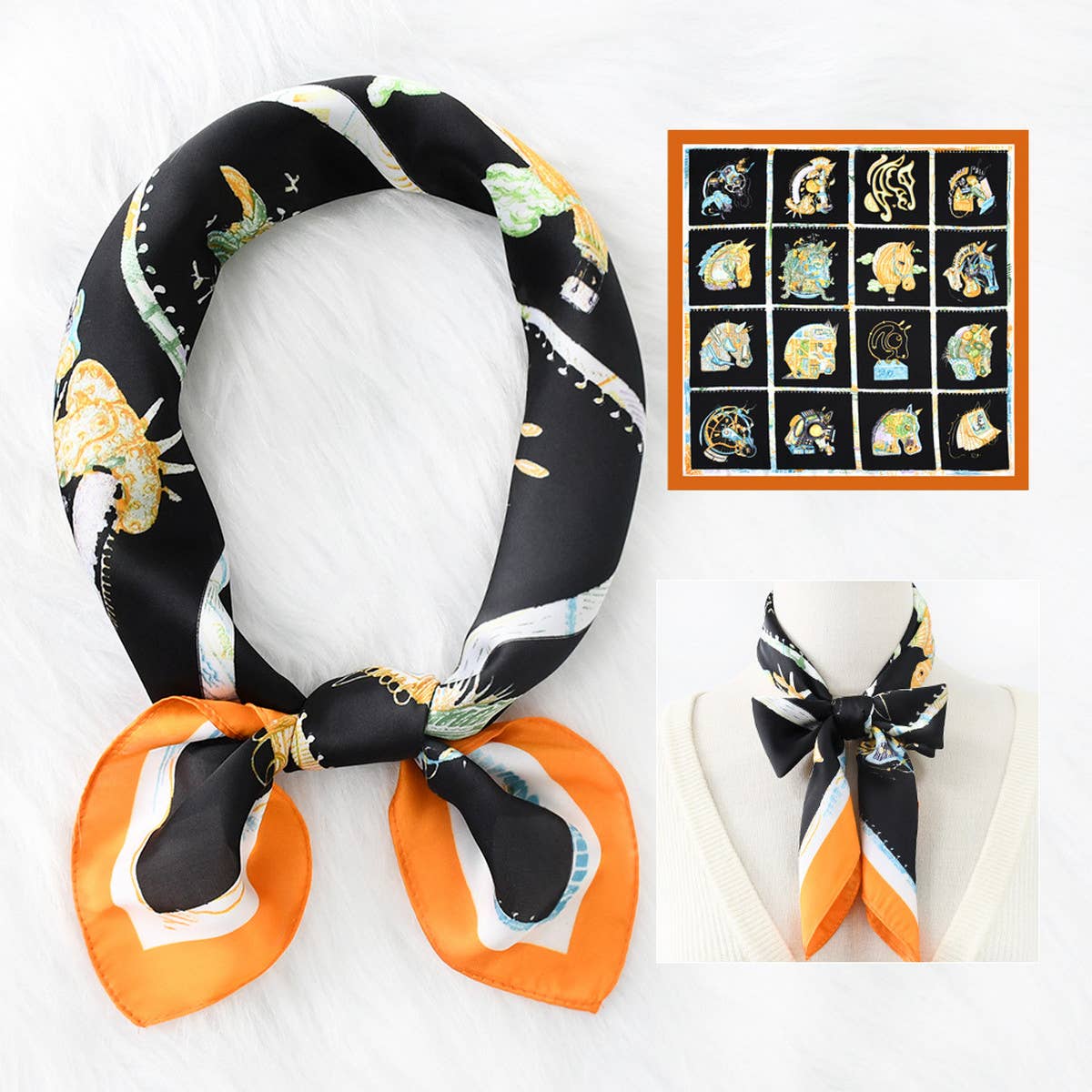 2024 NEW ALL-MATCH CARTOON PRINTED SQUARE SCARF_CWASC1161