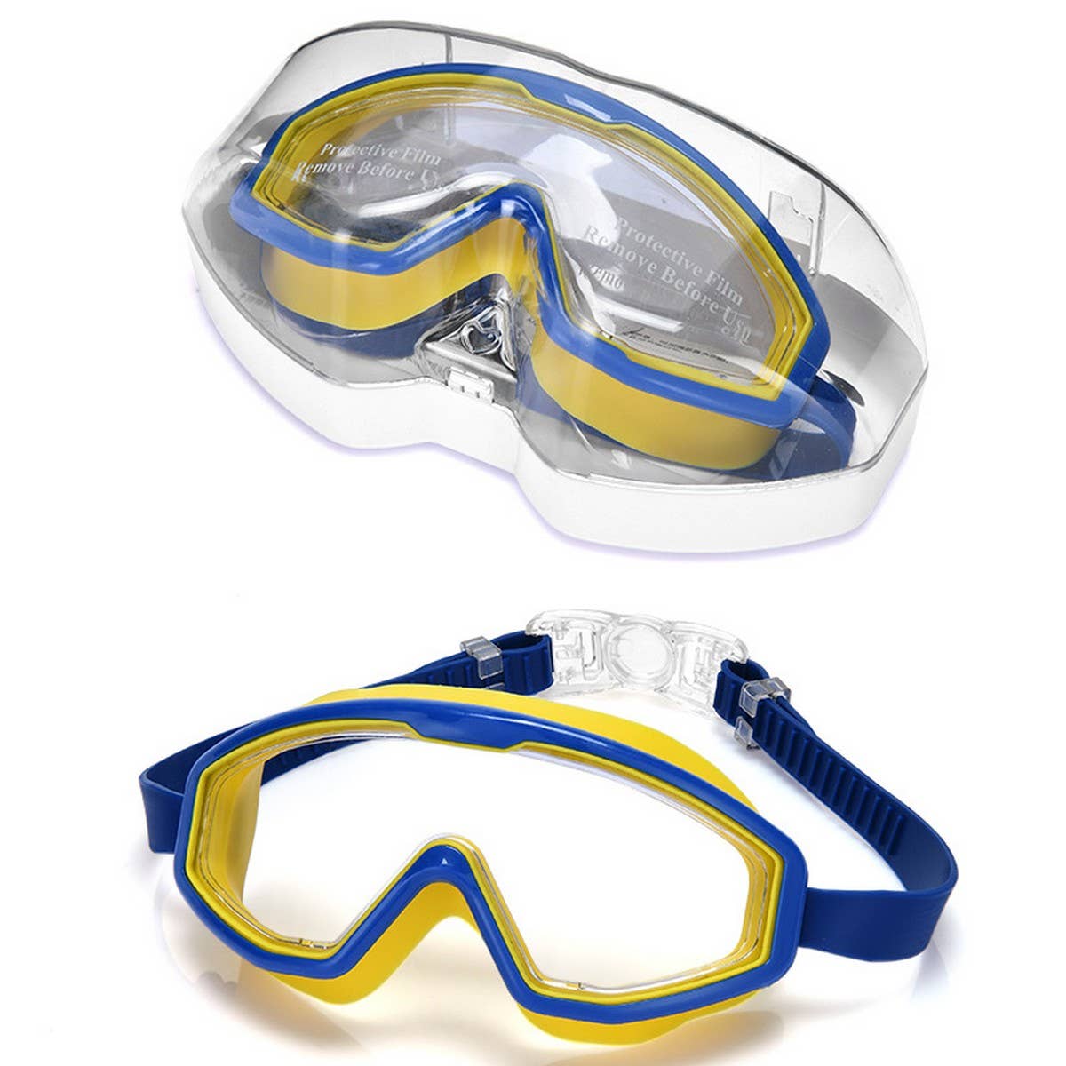 Kids Swim Goggles, Anti-Fog Large Frame Flat Lens