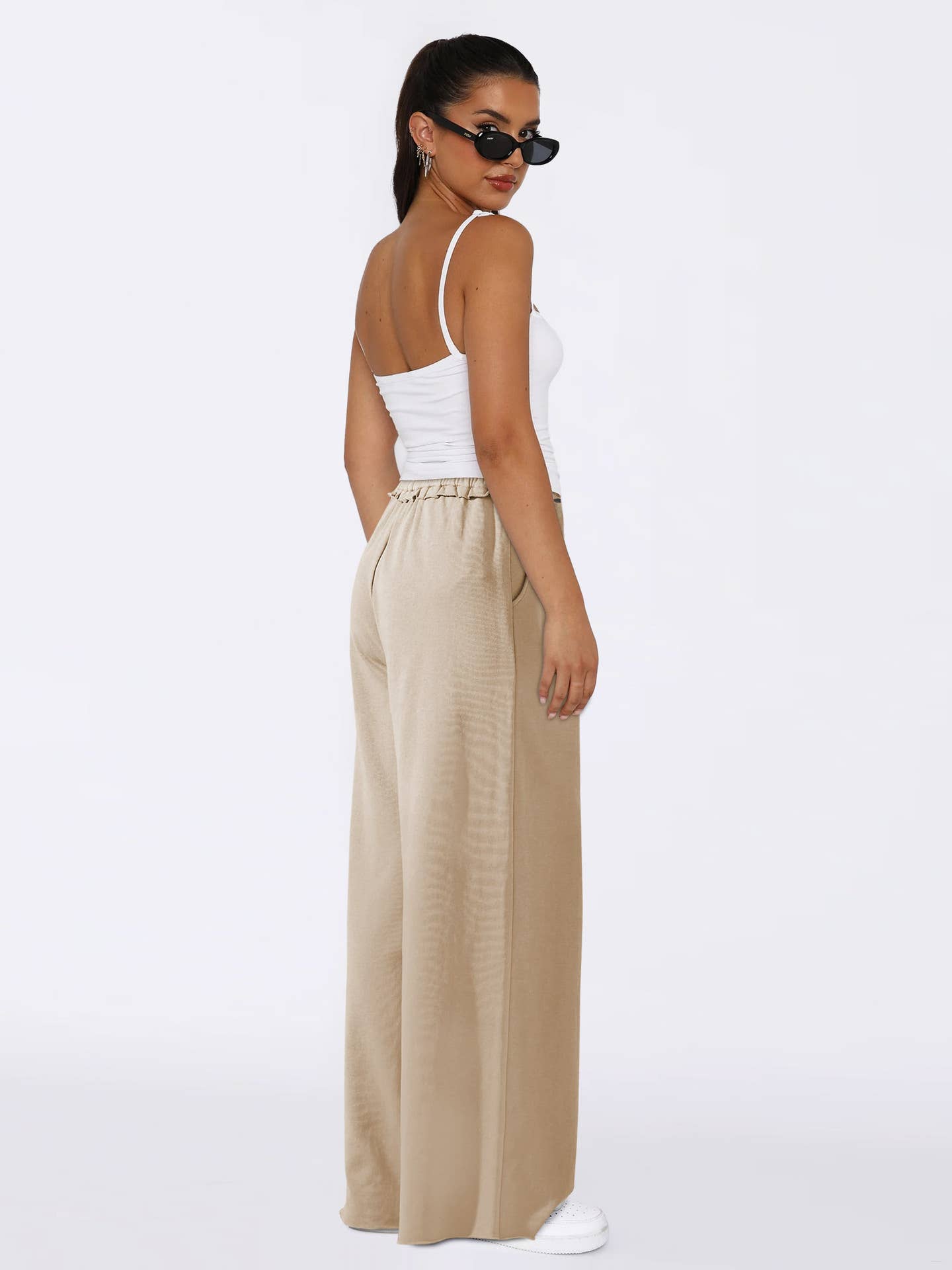 Loose casual lace-up straight-leg casual pants