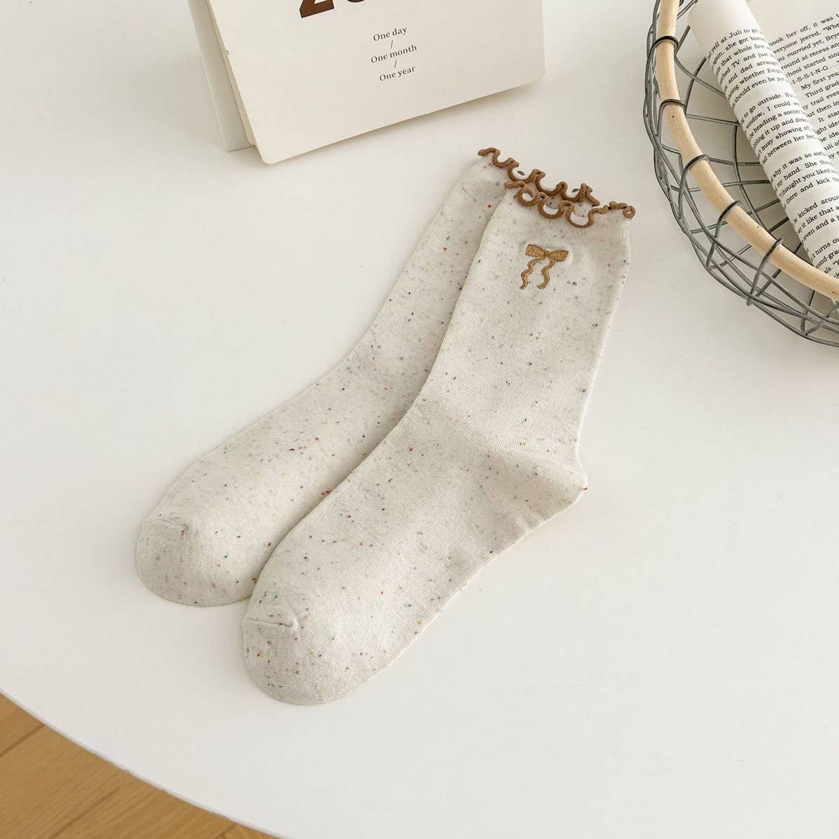 Ruffle Bows Embroidered Socks For Women