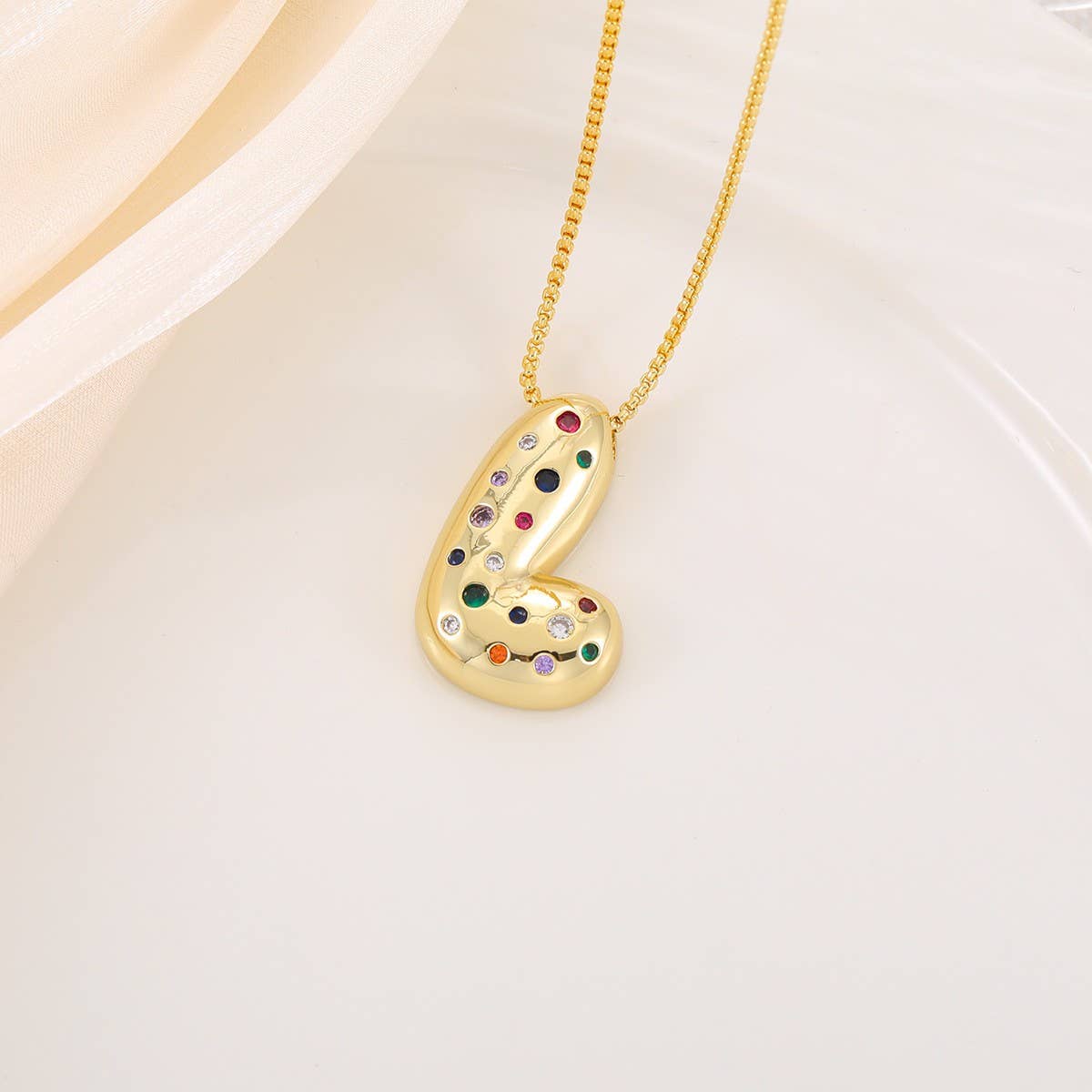 Creative Glossy Colorful Letter Pendant Necklace
