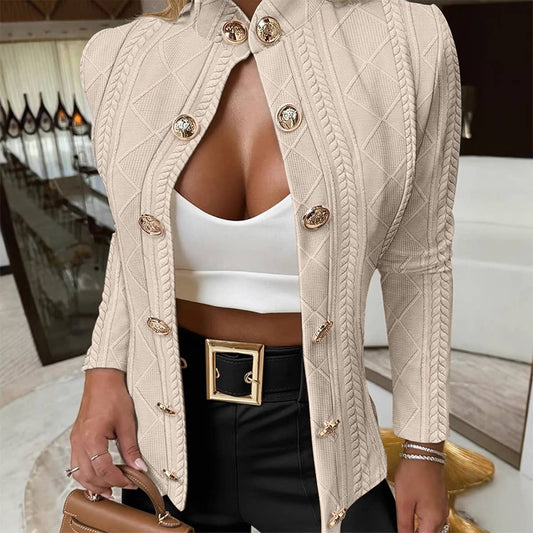 JACKET WITH STAND-UP COLLAR AND METAL BUTTON