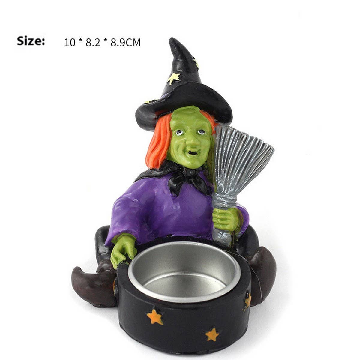 Halloween Witch Skull Candle Holder Decor_CWMM9877