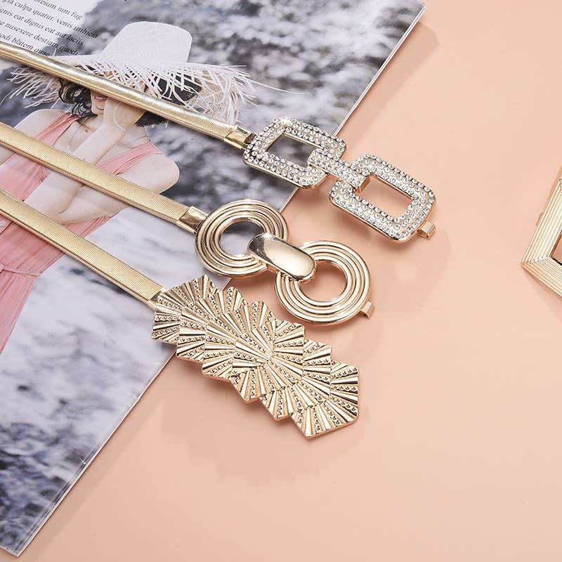 Elastic metal waist chain with buckle decoration