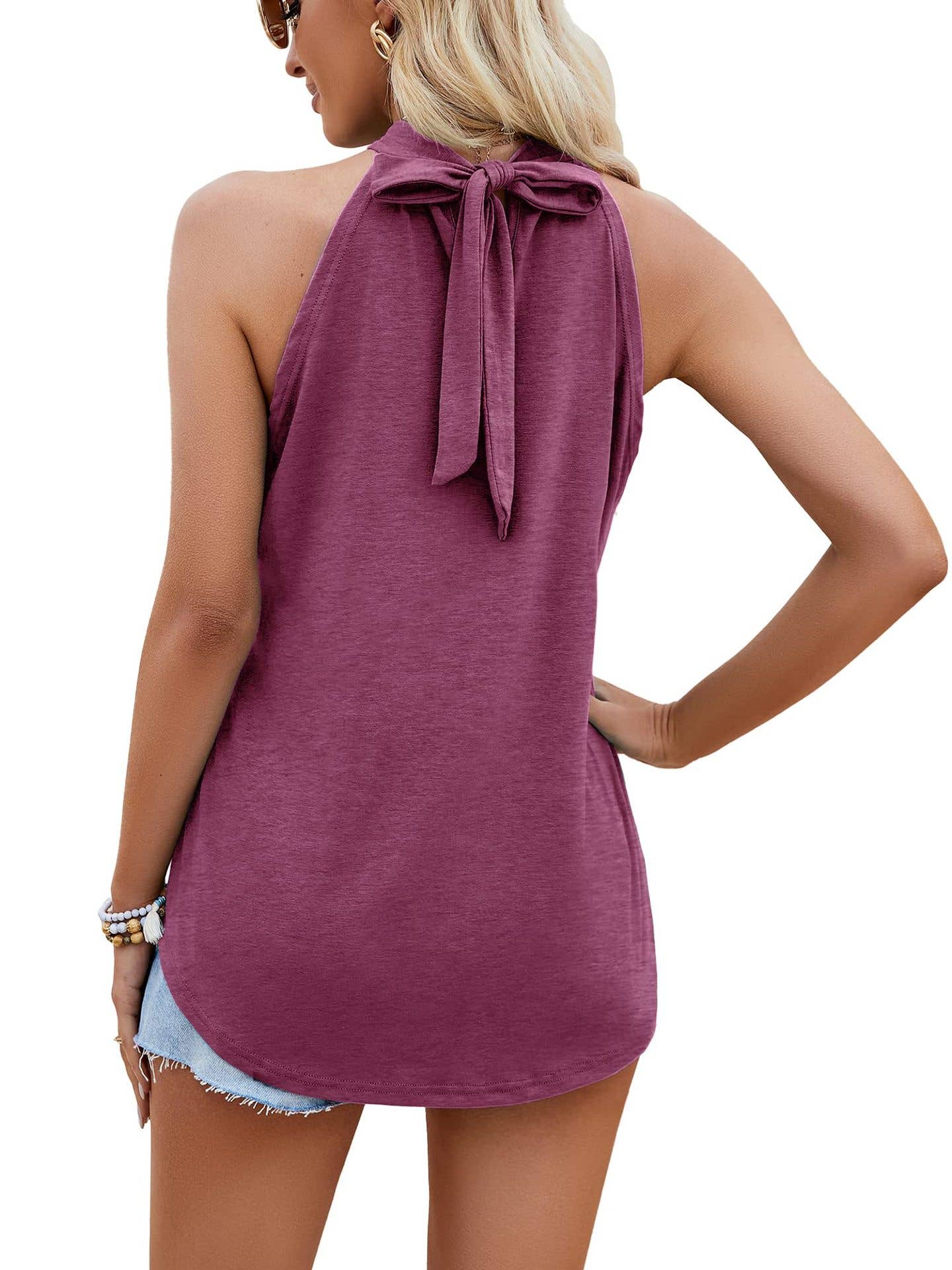 Waistcoat halter top keyhole sleeveless shirt