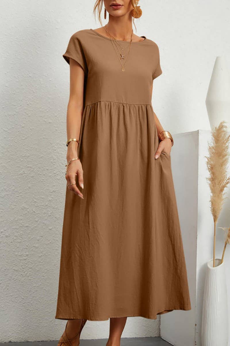 CWDMD01070_SOLID COLOR SLEEVELESS LOOSE DRESS