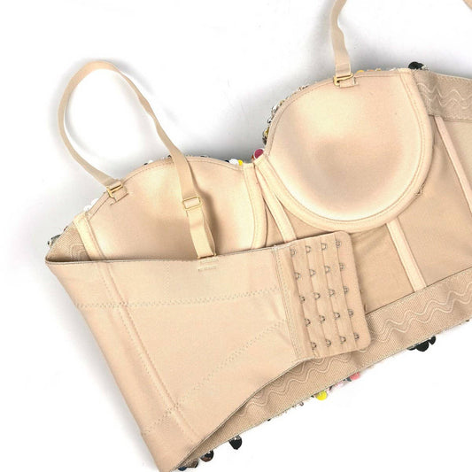 LUXURY COLORFUL SEQUINED HERRINGBONE CORSET