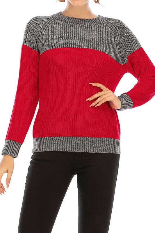 Large-size crew-neck sweater pullover