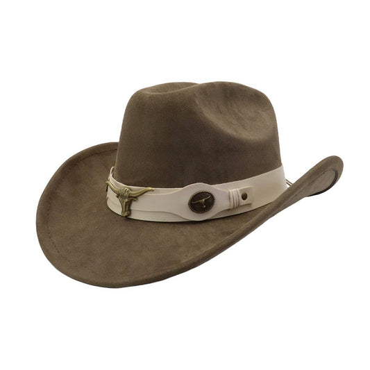 Western Ethnic Suede Cowboy Fedora Jazz Hat_CWAH04426