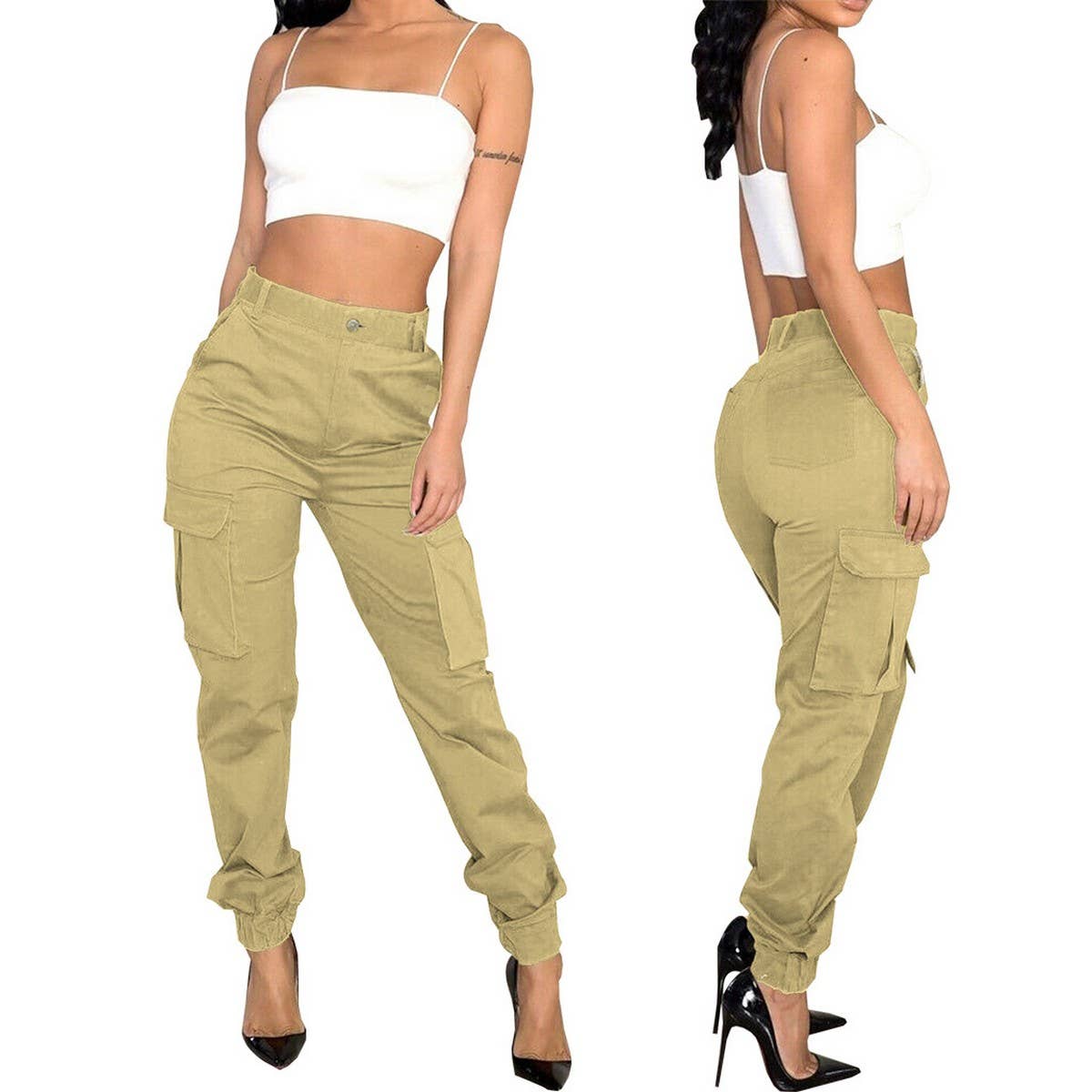 WOMENS SLIM FITTING CAMOUFLAGE PRINTED PANTS_CWBLP0383