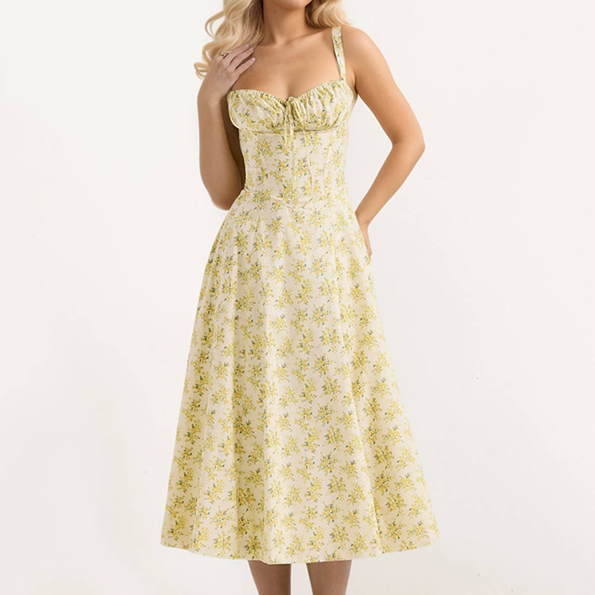 Backless Tie Strap Printed Sleeveless Dress