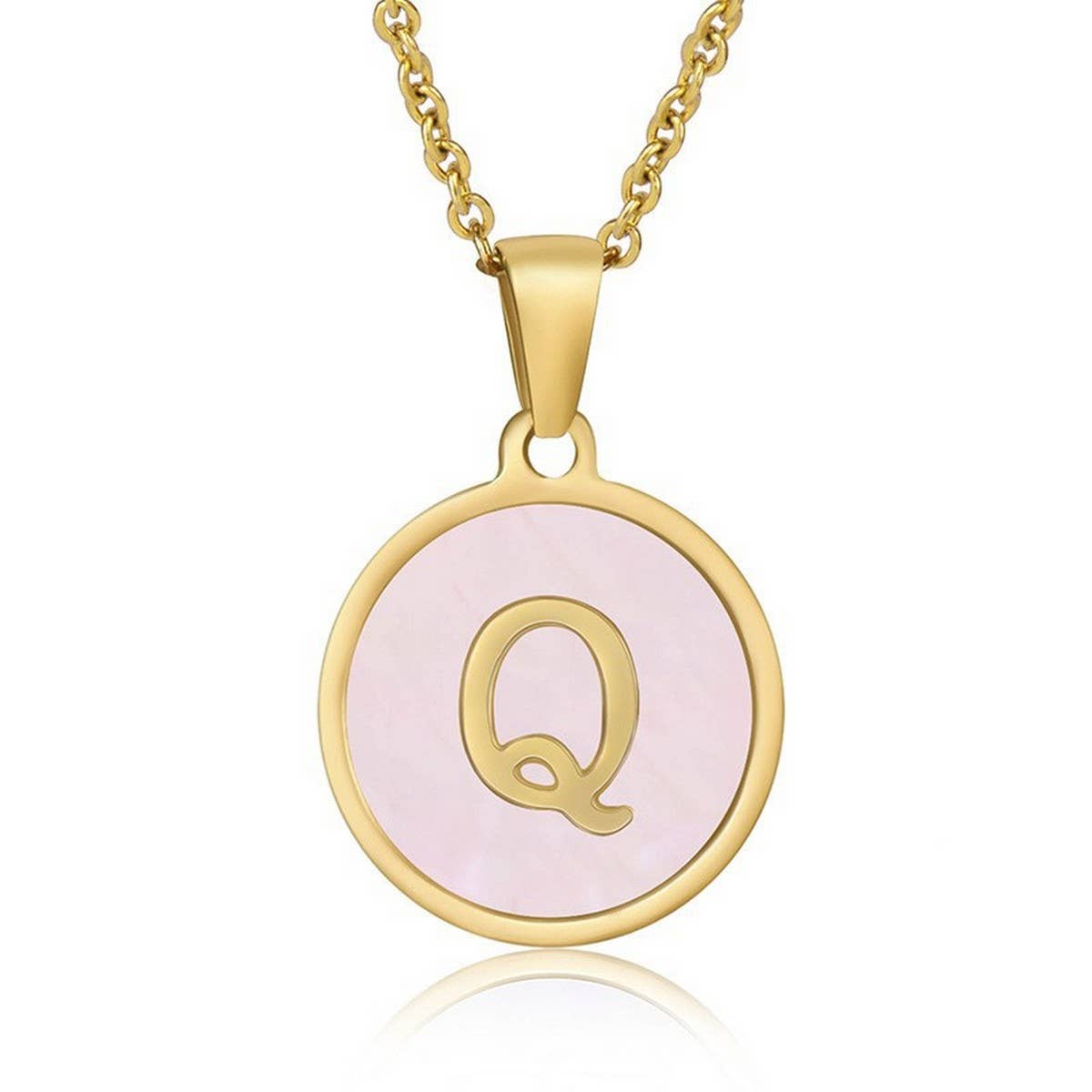 ROUND 18K GOLD STAINLESS STEEL 26LETTERS NECKLACE