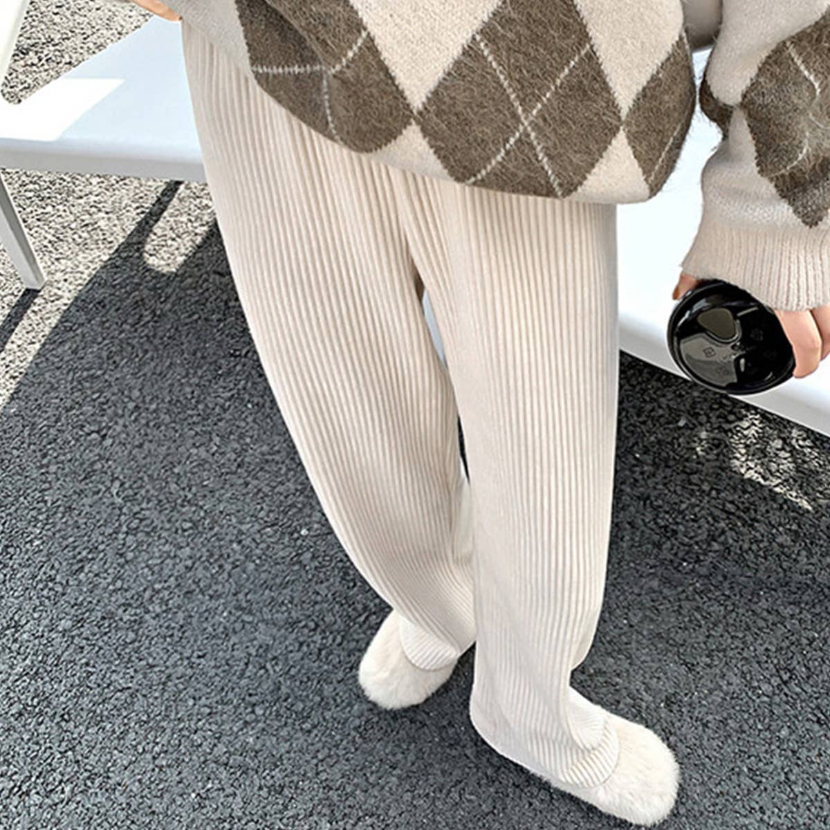 FLOOR-LENGTH HIGH WAISTED WIDE LEG STRAIGHT PANTS