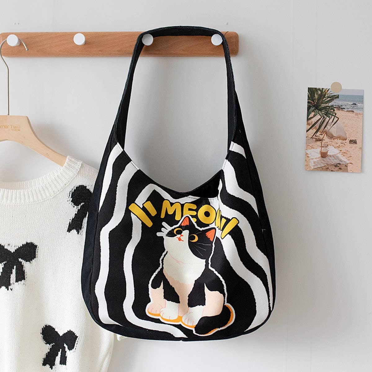 Cute Cartoon Canvas Tote Bag for Women, Large_CWAB5630