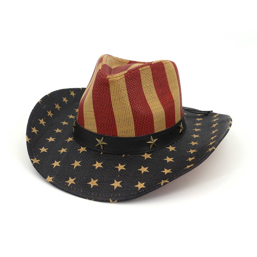 4th of July Vintage Cowboy Hat Woven Straw Unisex_CWAH1445