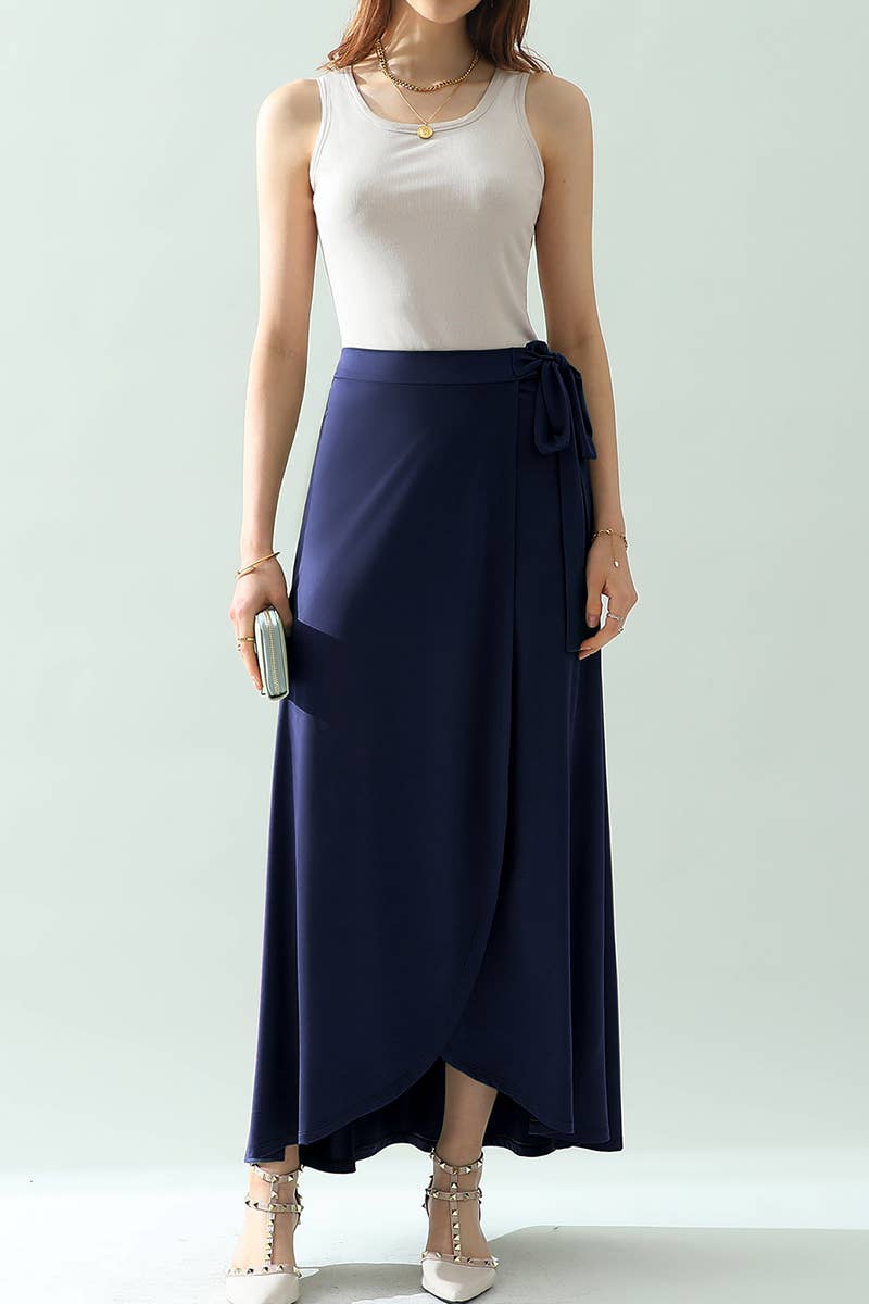 CWBLS117-P_High Waisted Maxi Wrap Skirts with Slit