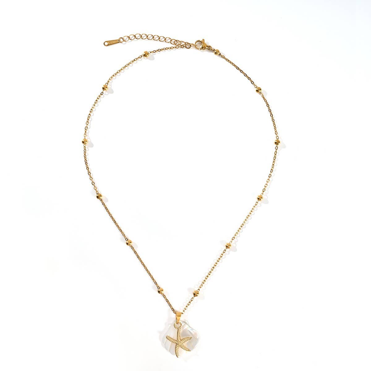 Summer Beach Steel Shell & Starfish Necklace_CWMM8862