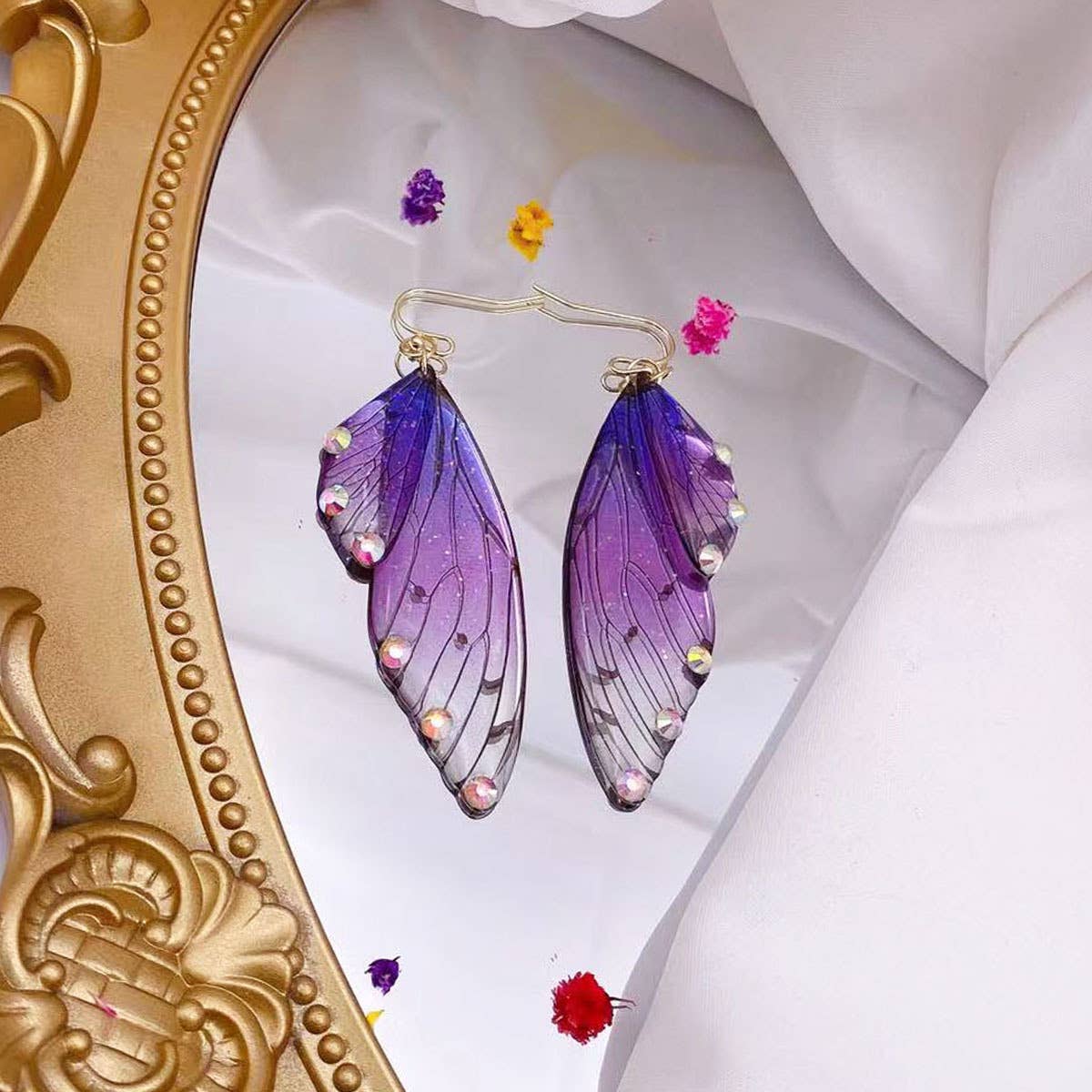 S925 Silver Cicada Wing Wing Butterfly Earrings