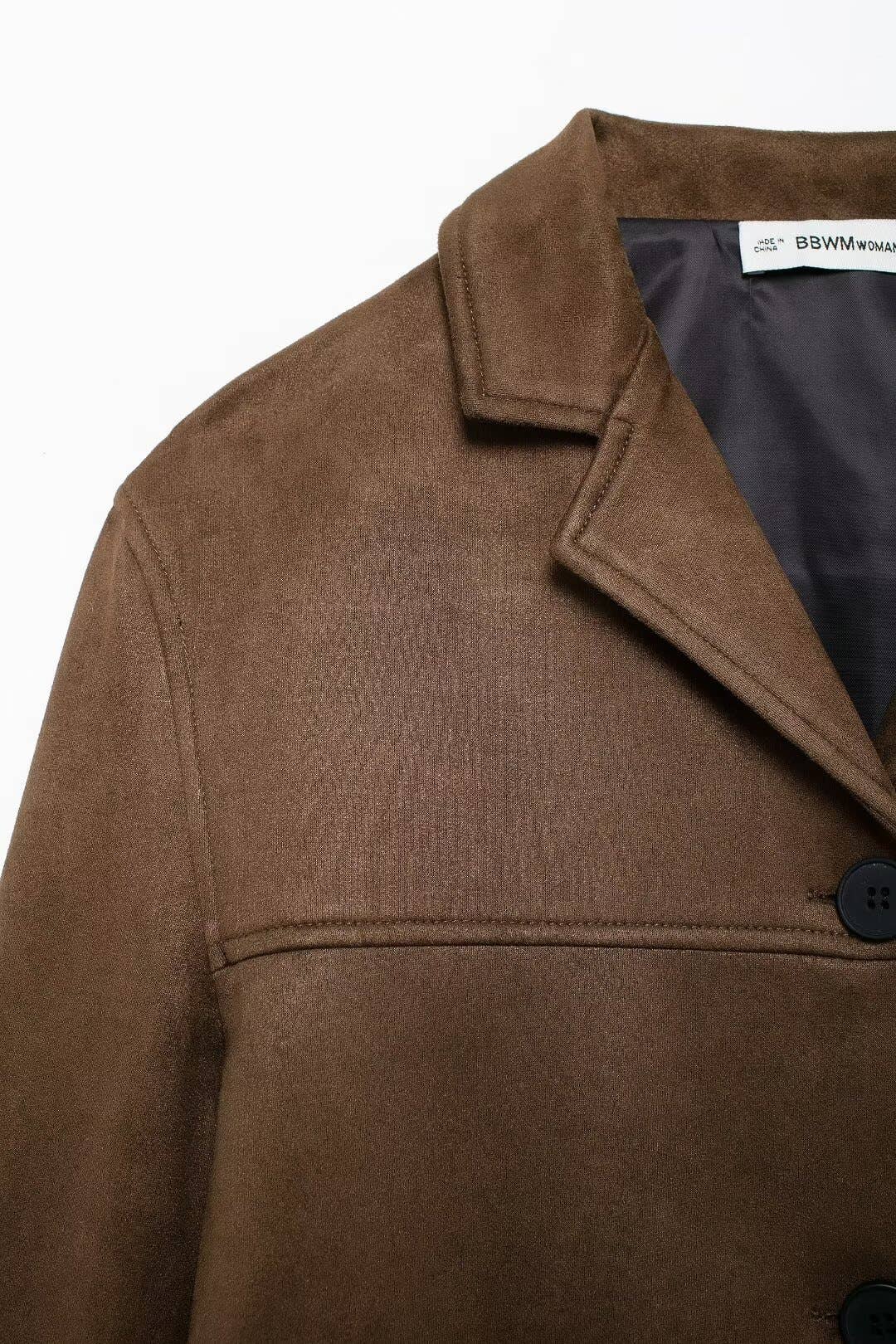 STREET FASHION SUEDE WOMEN'S LAPEL LEATHER JACKET