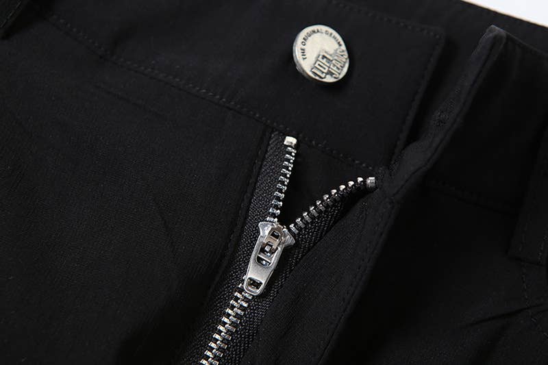 LOOSE STRAIGHT LEG PANTS WITH MULTI-POCKET ZIPPER