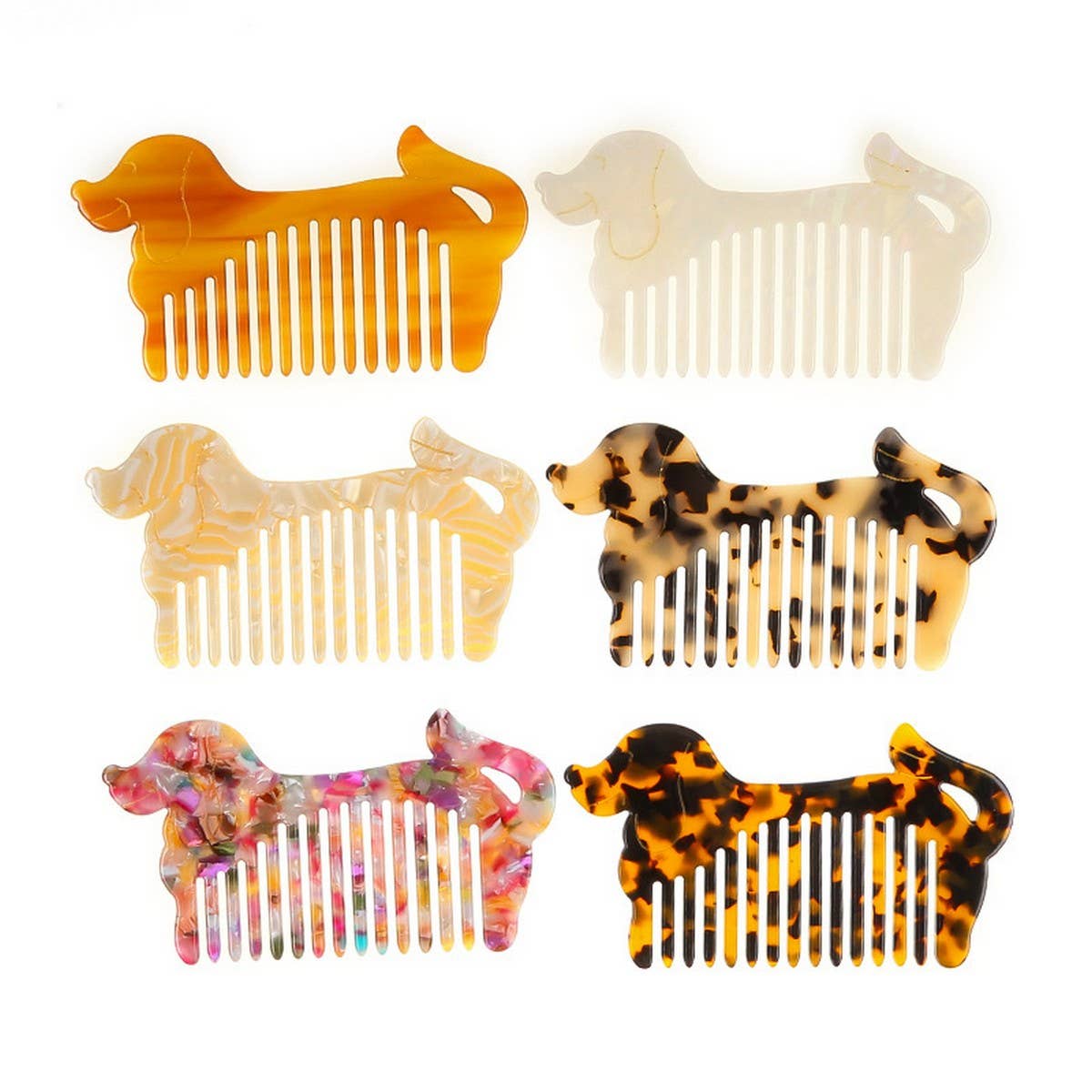 Cute Dog Wide-Tooth Acetate Comb Portable Brush