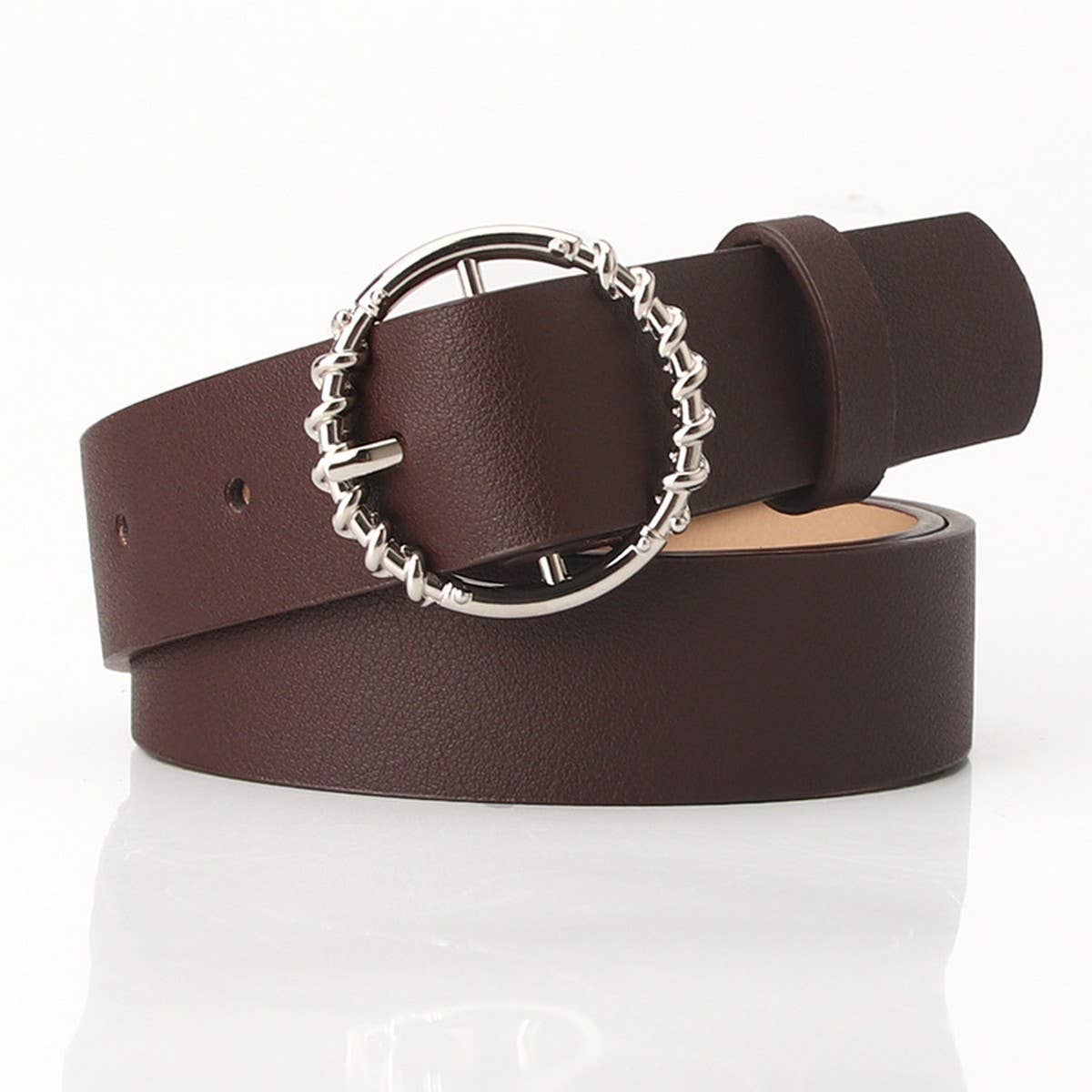 CLASSIC SIMPLE BELT WITH ALLOY ROUND BUCKLE_CWABE0402