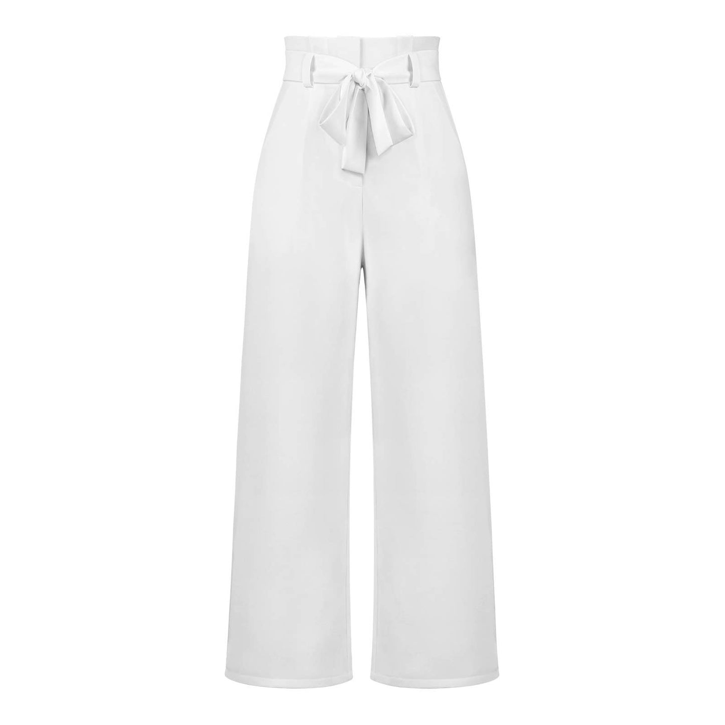 WOMEN TIED WAIST WIDE LEG OFFICE WORK PANTS