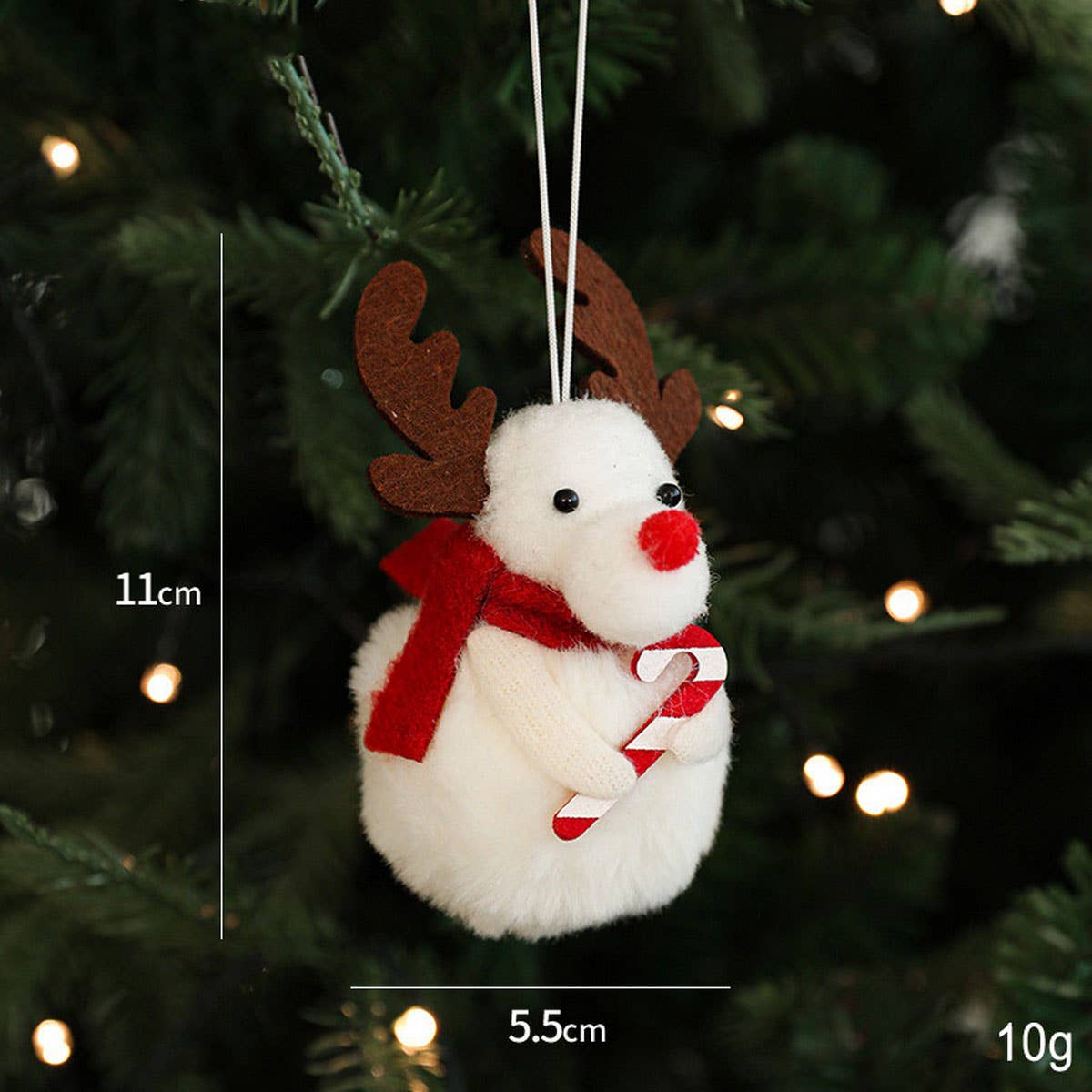 Red White Plush Snowman Christmas Tree Ornament_CWMM9675