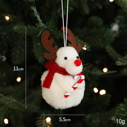 Red White Plush Snowman Christmas Tree Ornament_CWMM9675