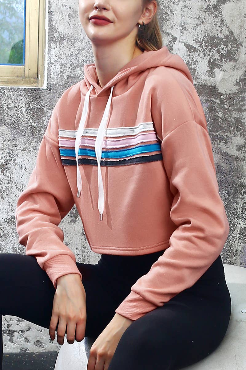 CWOHOL426_Lightweight Pullover Hoodie Cropped Sweatshirt